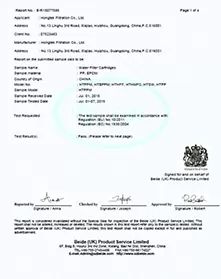 Certificat de qualité